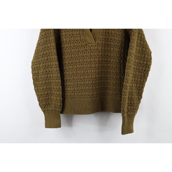 Madewell Womens M Sunbury Open Stitch Merino Wool Blend Knit Collared Sweater - Picture 3 of 9